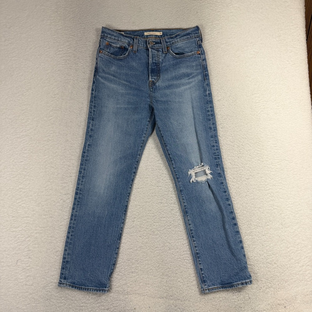 Levi's Premium Wedgie Straight Jeans Light Button Fly Denim Womens 26 (26.5x25)